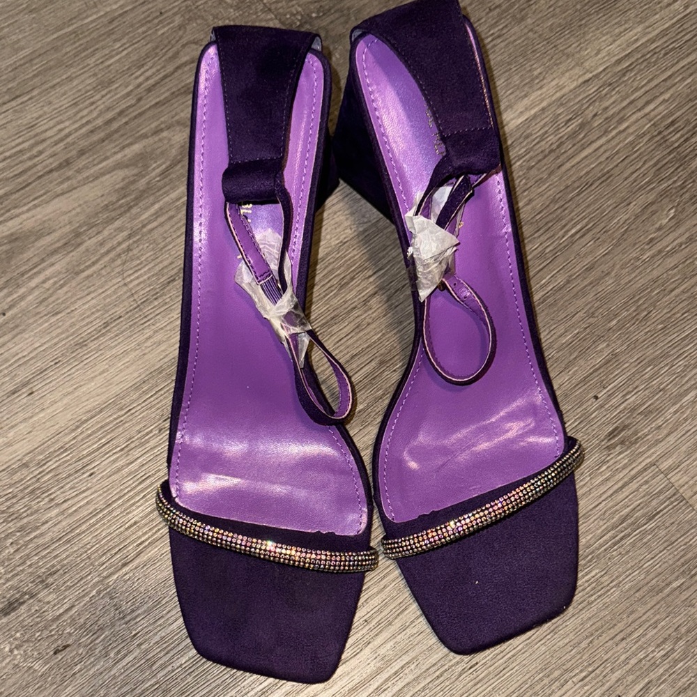 🔵 Purple Sparkle Block Heel